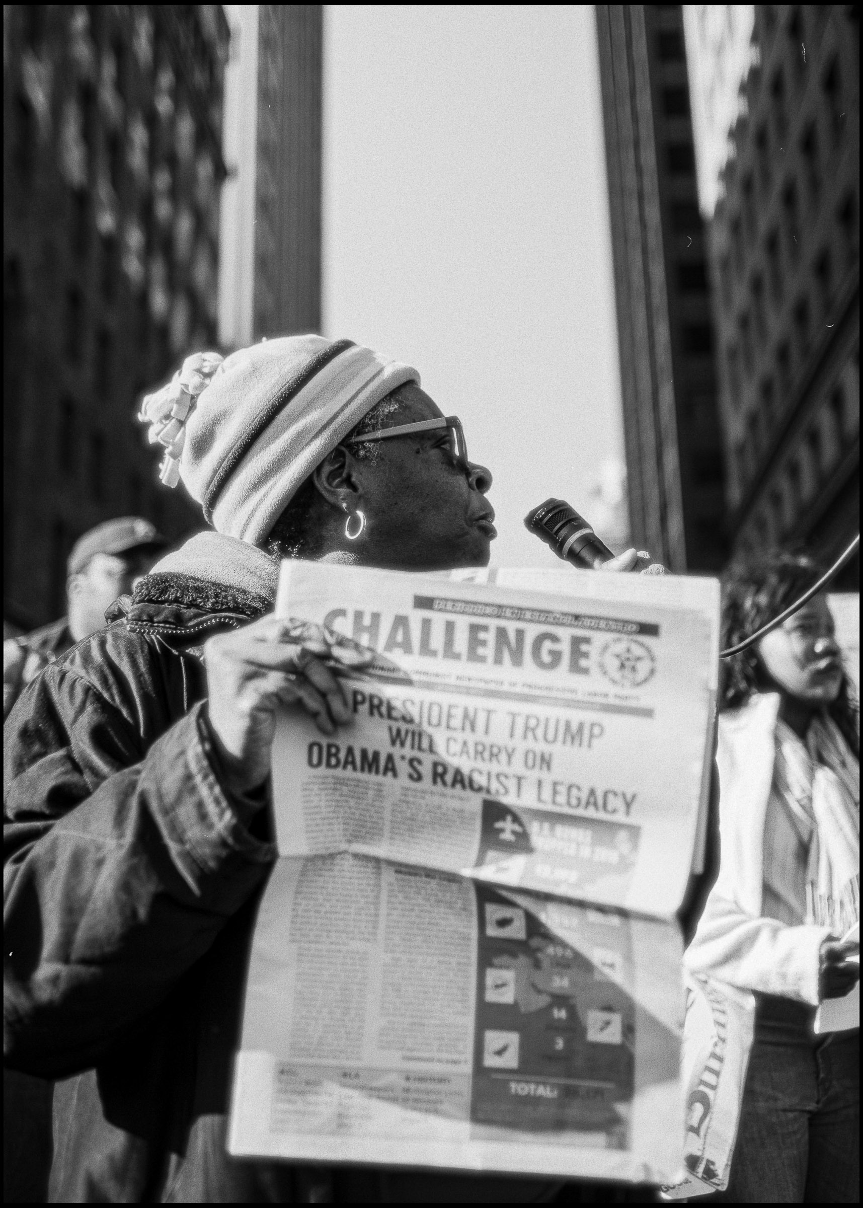Auntie on the mic at the Women's March, Chicago 2017